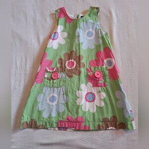 Mini Boden girls 4-5 years green floral dress, back zipper, fully lined